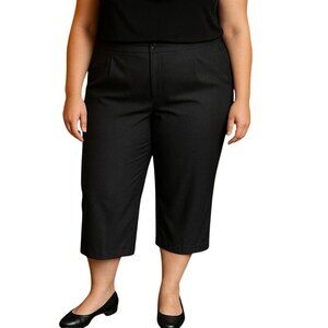 Avenue Womens Gray Size 18 Pleated Side Pocket Capri Cropped Slacks